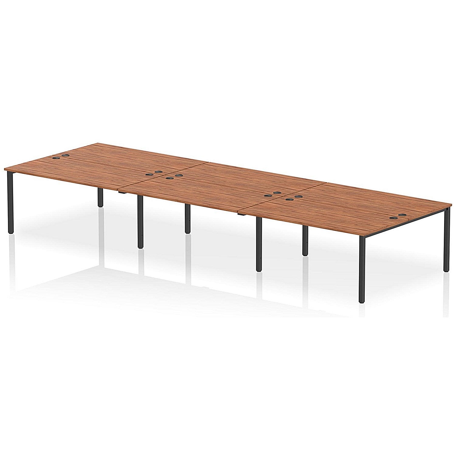 Impulse Bench B2B 6 Person 1600 Black Frame Office Bench Desk Walnut Easy2Order : IB00582