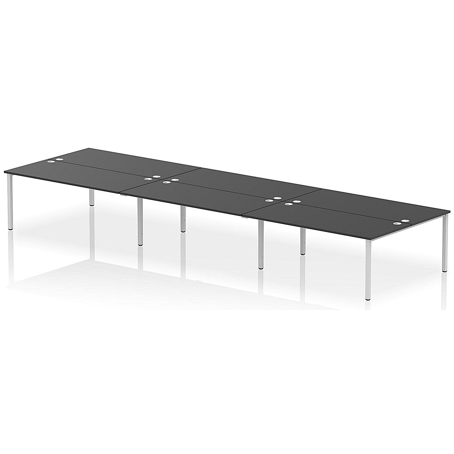 Impulse Bench B2B 6 Person 1800 Silver Frame Office Bench Desk Black Easy2Order : IB00585