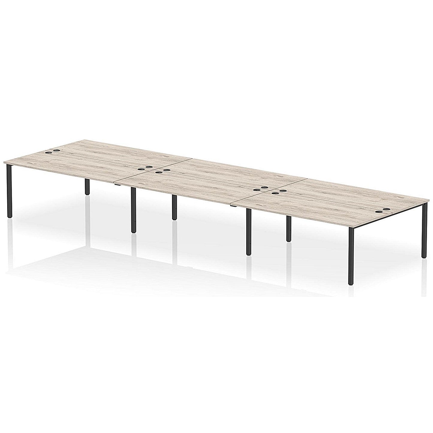 Impulse Bench B2B 6 Person 1800 Black Frame Office Bench Desk Grey Oak Easy2Order : IB00587