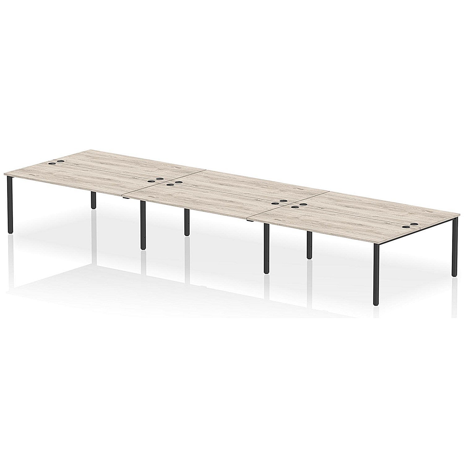 Impulse Bench B2B 6 Person 1800 Black Frame Office Bench Desk Grey Oak Easy2Order : IB00587