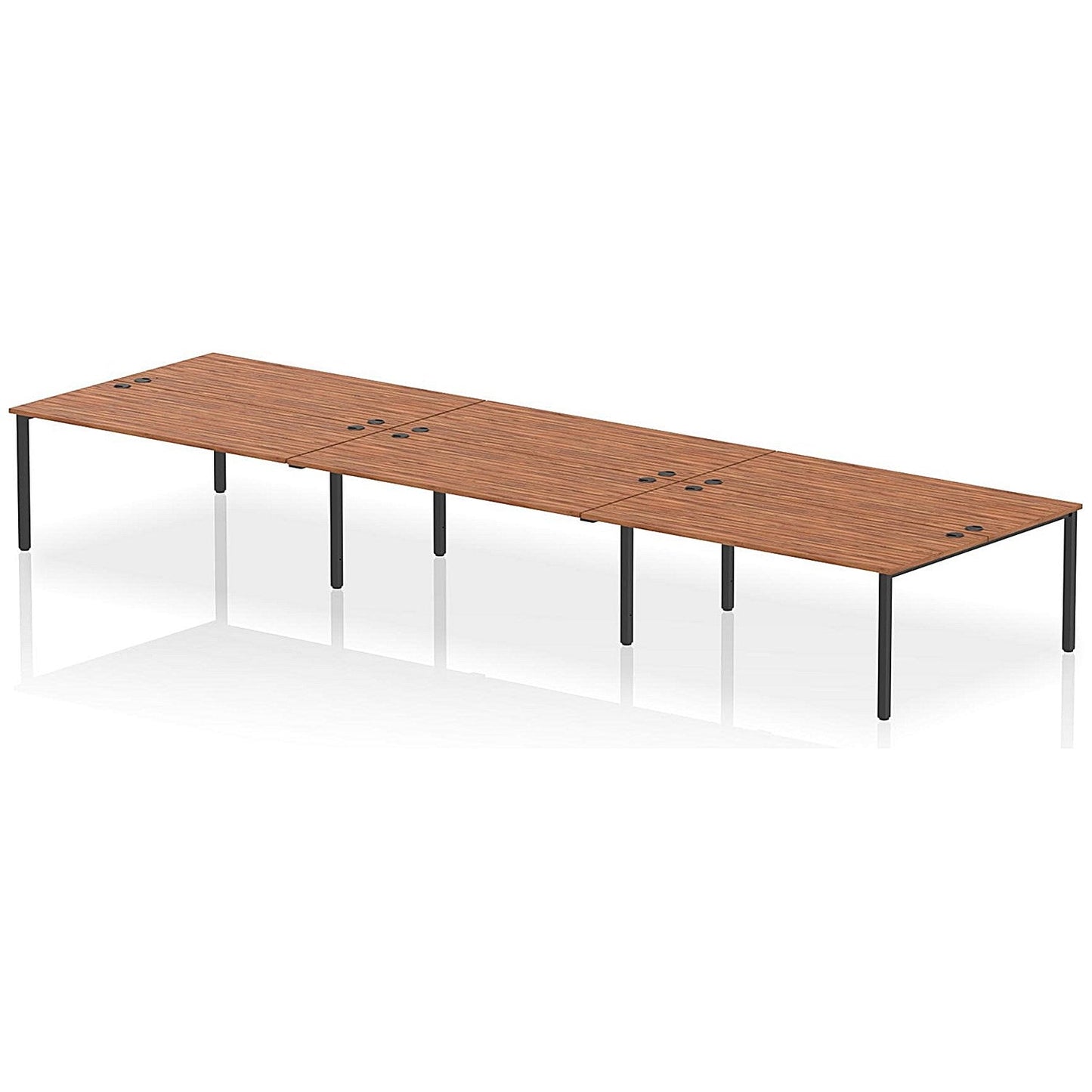 Impulse Bench B2B 6 Person 1800 Black Frame Office Bench Desk Walnut Easy2Order : IB00591