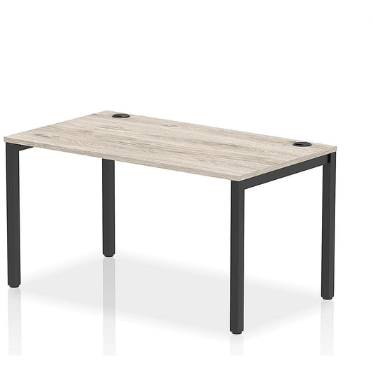 Impulse Bench Single Row 1400 Black Frame Office Bench Desk Grey Oak Easy2Order : IB00605