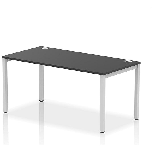 Impulse Bench Single Row 1600 Silver Frame Office Bench Desk Black Easy2Order : IB00612