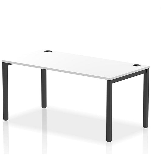Impulse Bench Single Row 1600 Black Frame Office Bench Desk White Easy2Order : IB00617