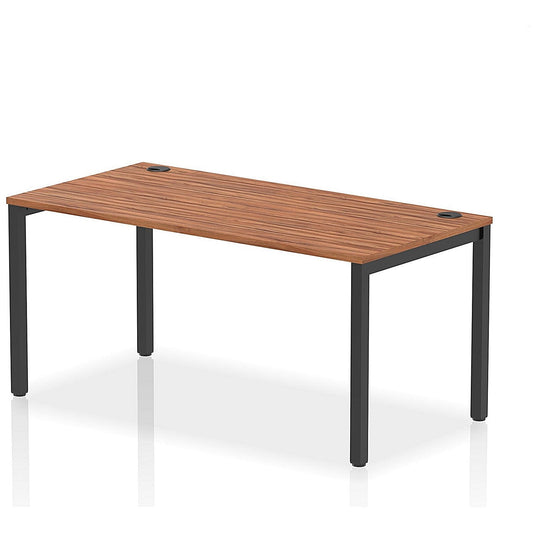Impulse Bench Single Row 1600 Black Frame Office Bench Desk Walnut Easy2Order : IB00618