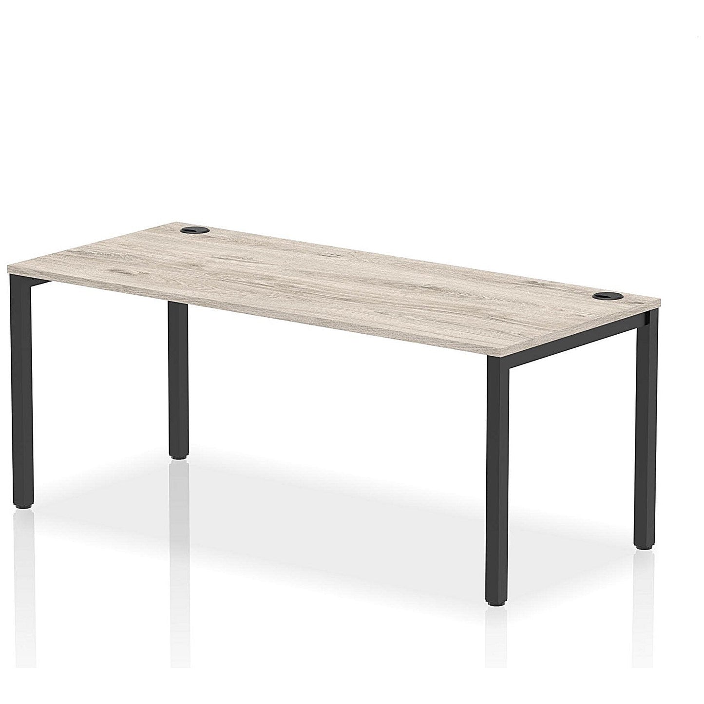 Impulse Bench Single Row 1800 Black Frame Office Bench Desk Grey Oak Easy2Order : IB00623