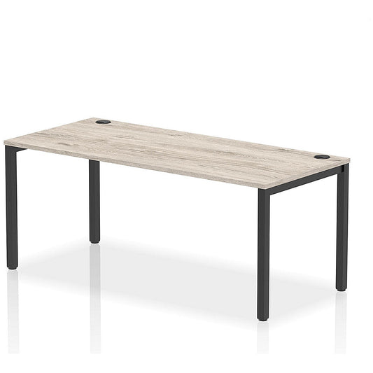 Impulse Bench Single Row 1800 Black Frame Office Bench Desk Grey Oak Easy2Order : IB00623
