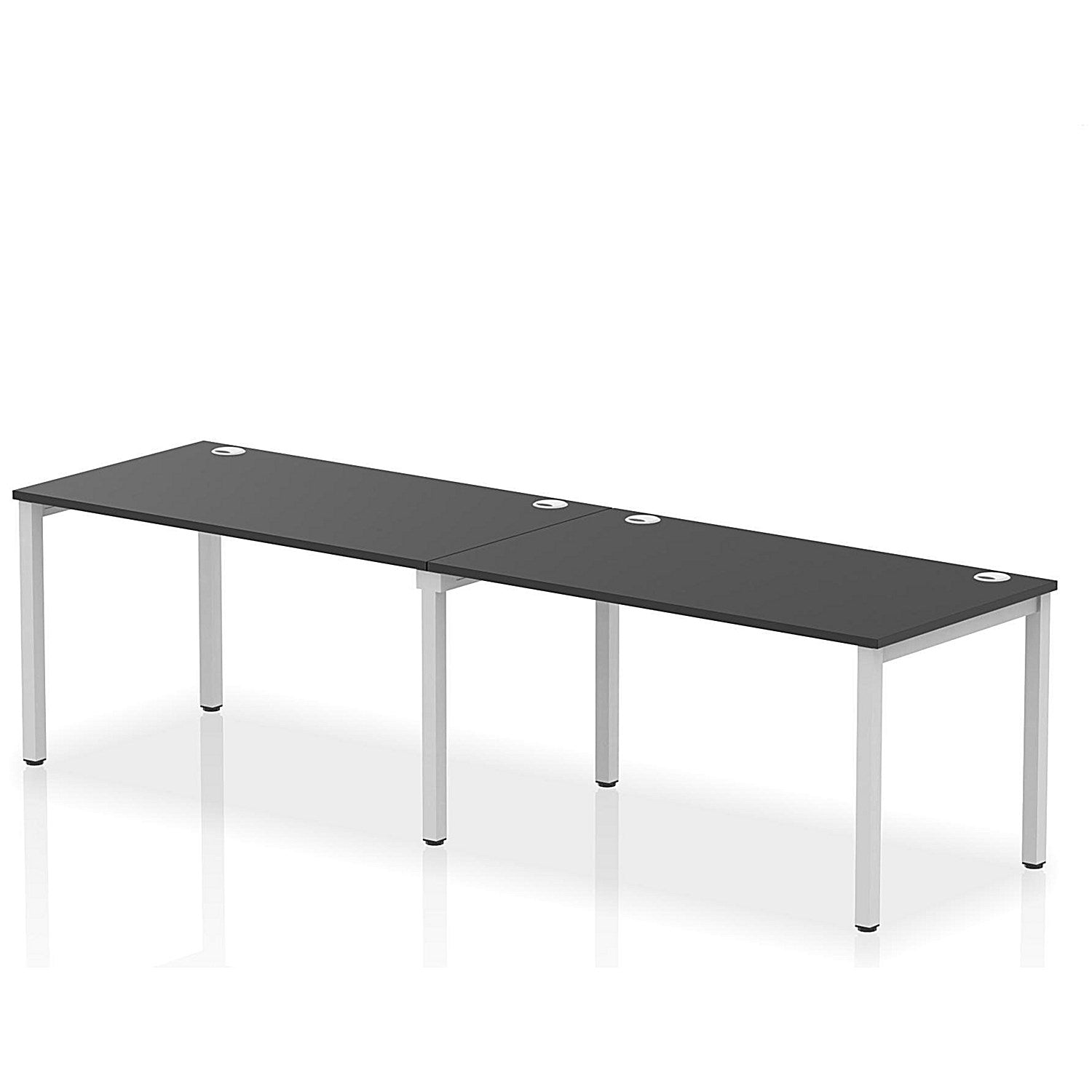 Impulse Bench Single Row 2 Person 1400 Silver Frame Office Bench Desk Black Easy2Order : IB00639