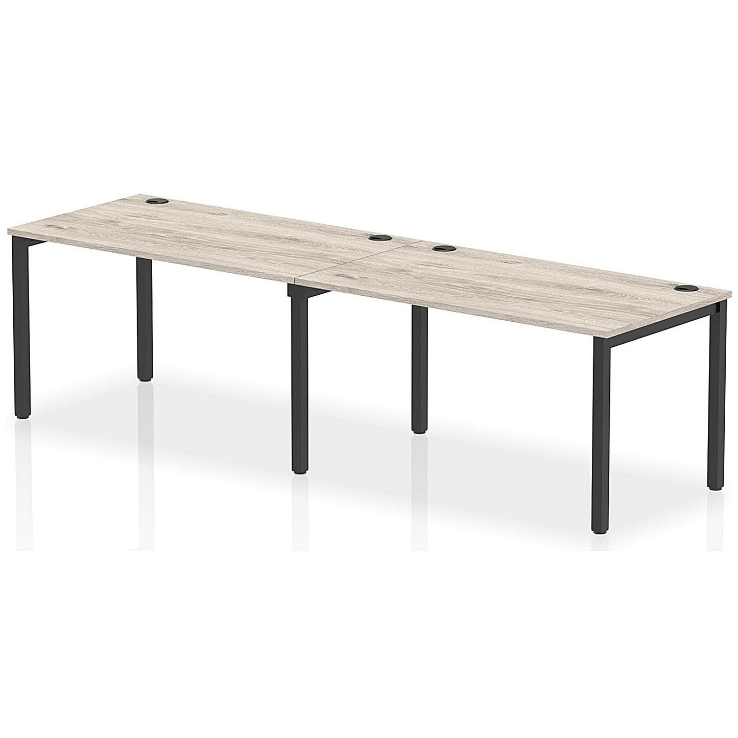 Impulse Bench Single Row 2 Person 1400 Black Frame Office Bench Desk Grey Oak Easy2Order : IB00641