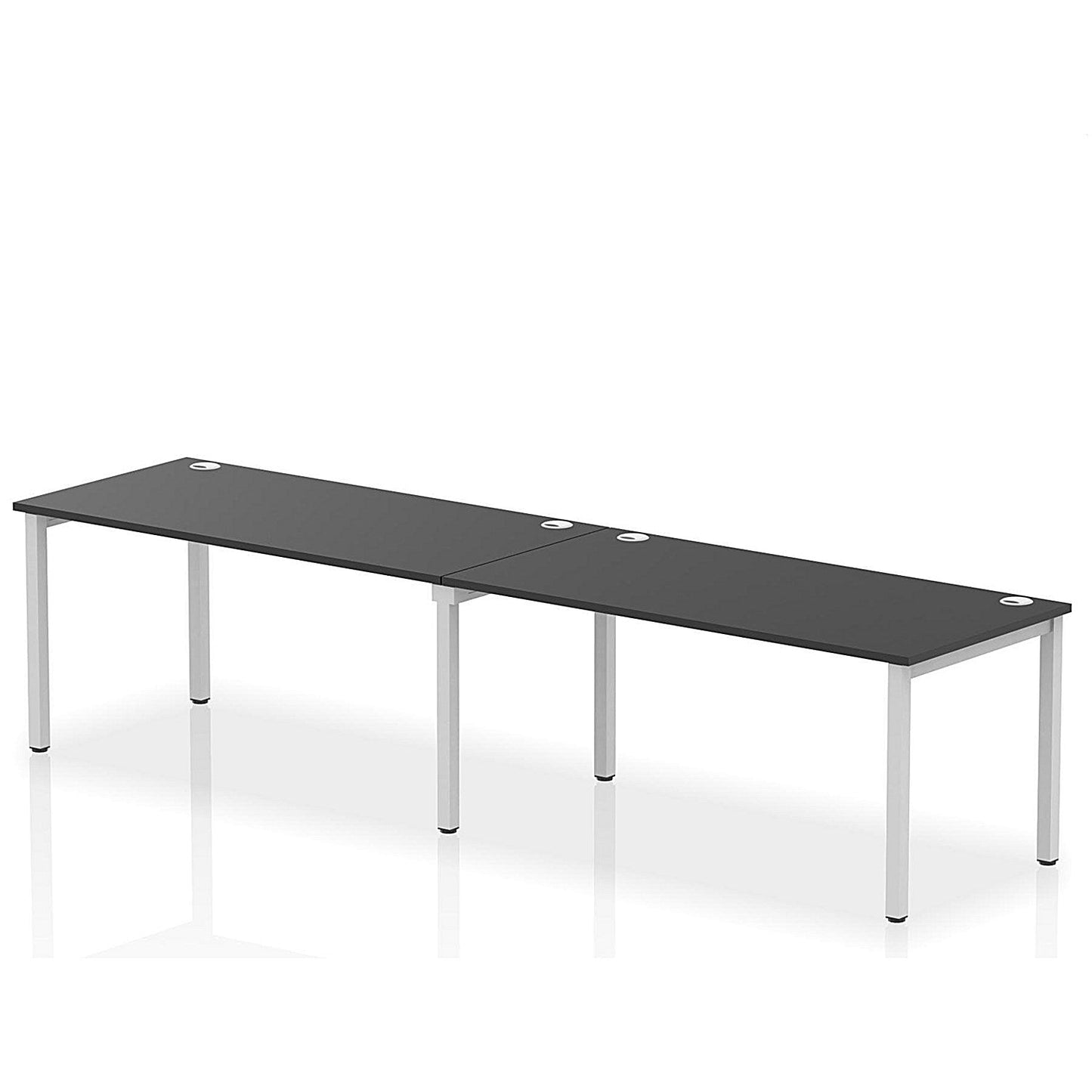 Impulse Bench Single Row 2 Person 1600 Silver Frame Office Bench Desk Black Easy2Order : IB00648