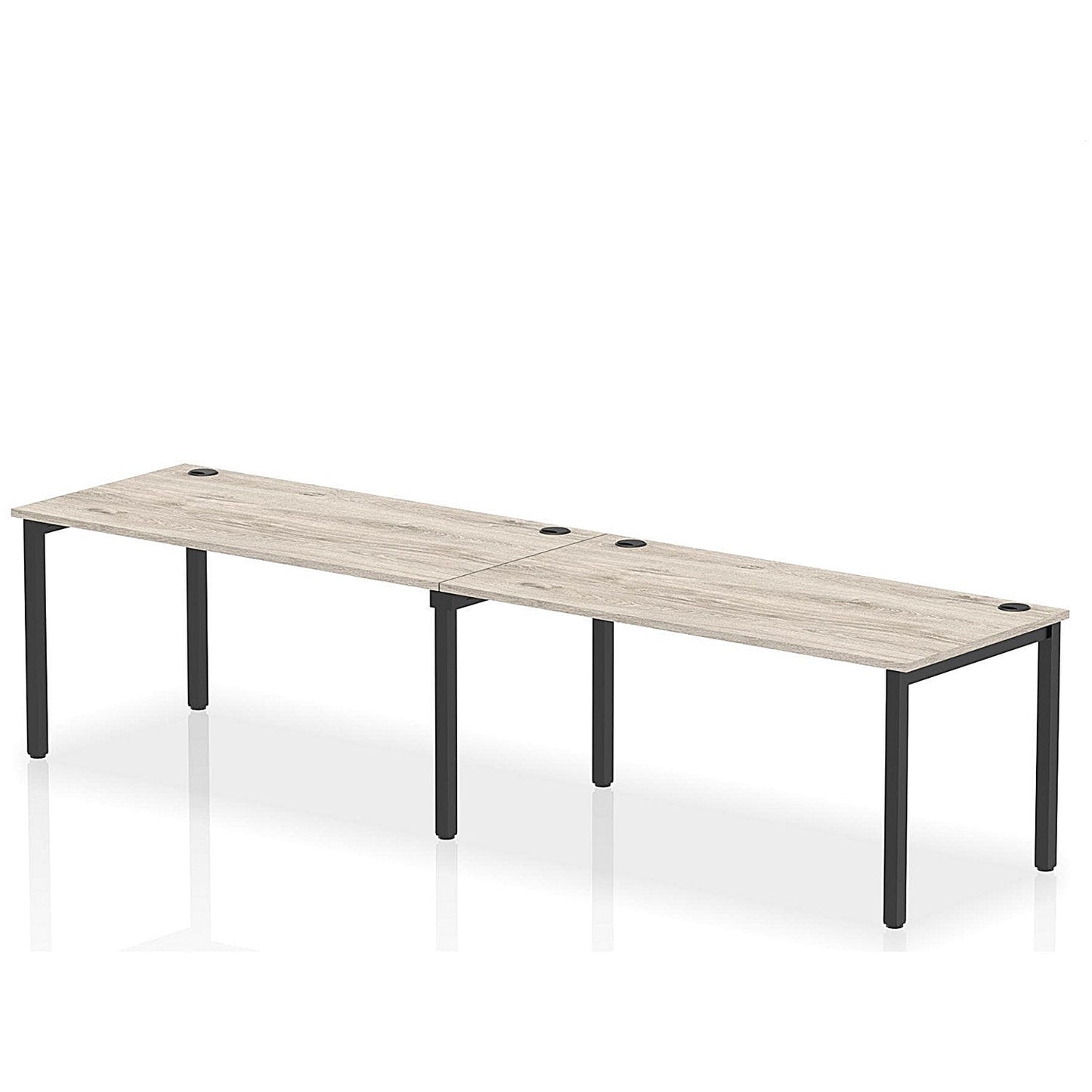 Impulse Bench Single Row 2 Person 1600 Black Frame Office Bench Desk Grey Oak Easy2Order : IB00650