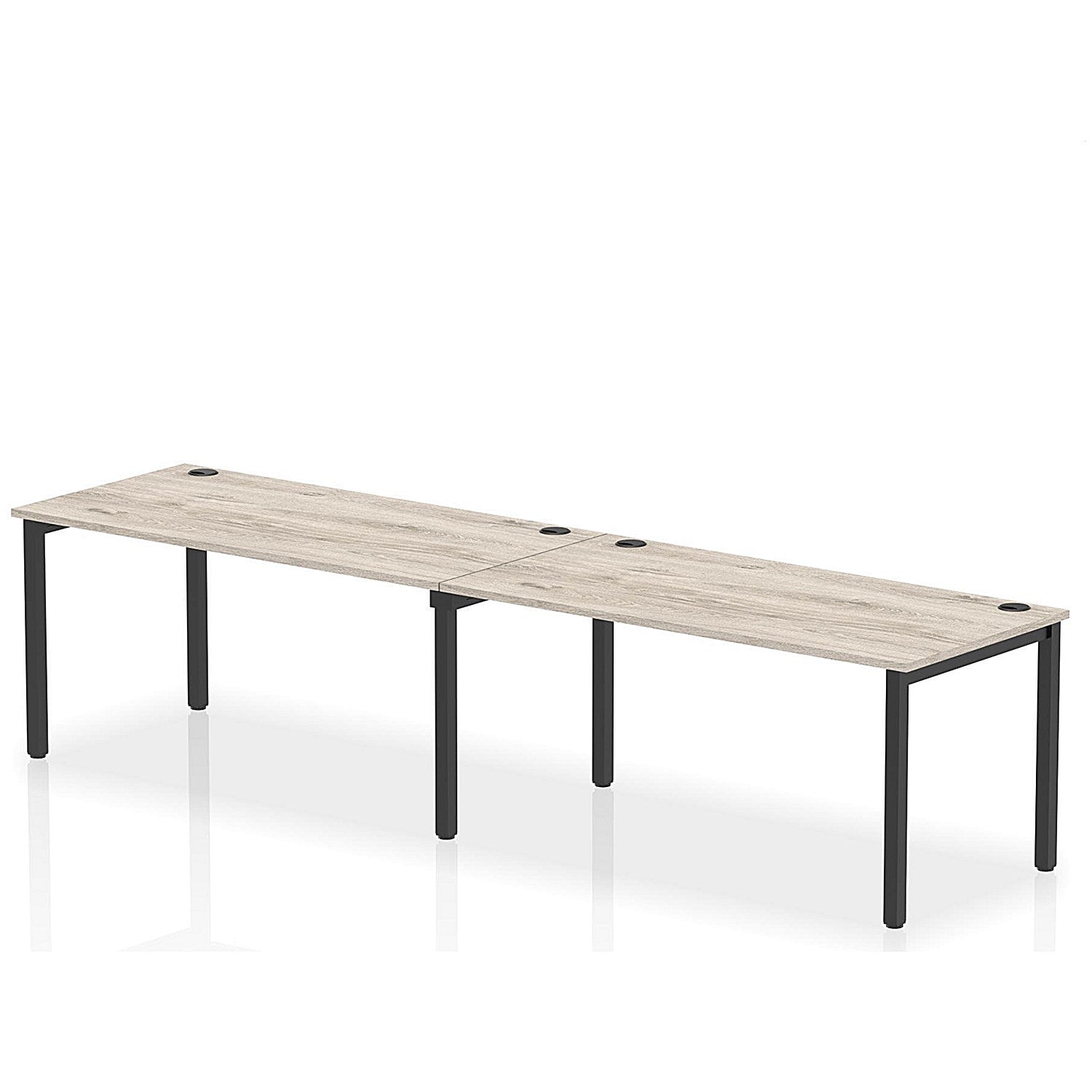 Impulse Bench Single Row 2 Person 1600 Black Frame Office Bench Desk Grey Oak Easy2Order : IB00650