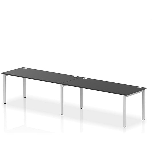 Impulse Bench Single Row 2 Person 1800 Silver Frame Office Bench Desk Black Easy2Order : IB00657