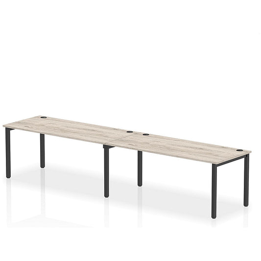 Impulse Bench Single Row 2 Person 1800 Black Frame Office Bench Desk Grey Oak Easy2Order : IB00659