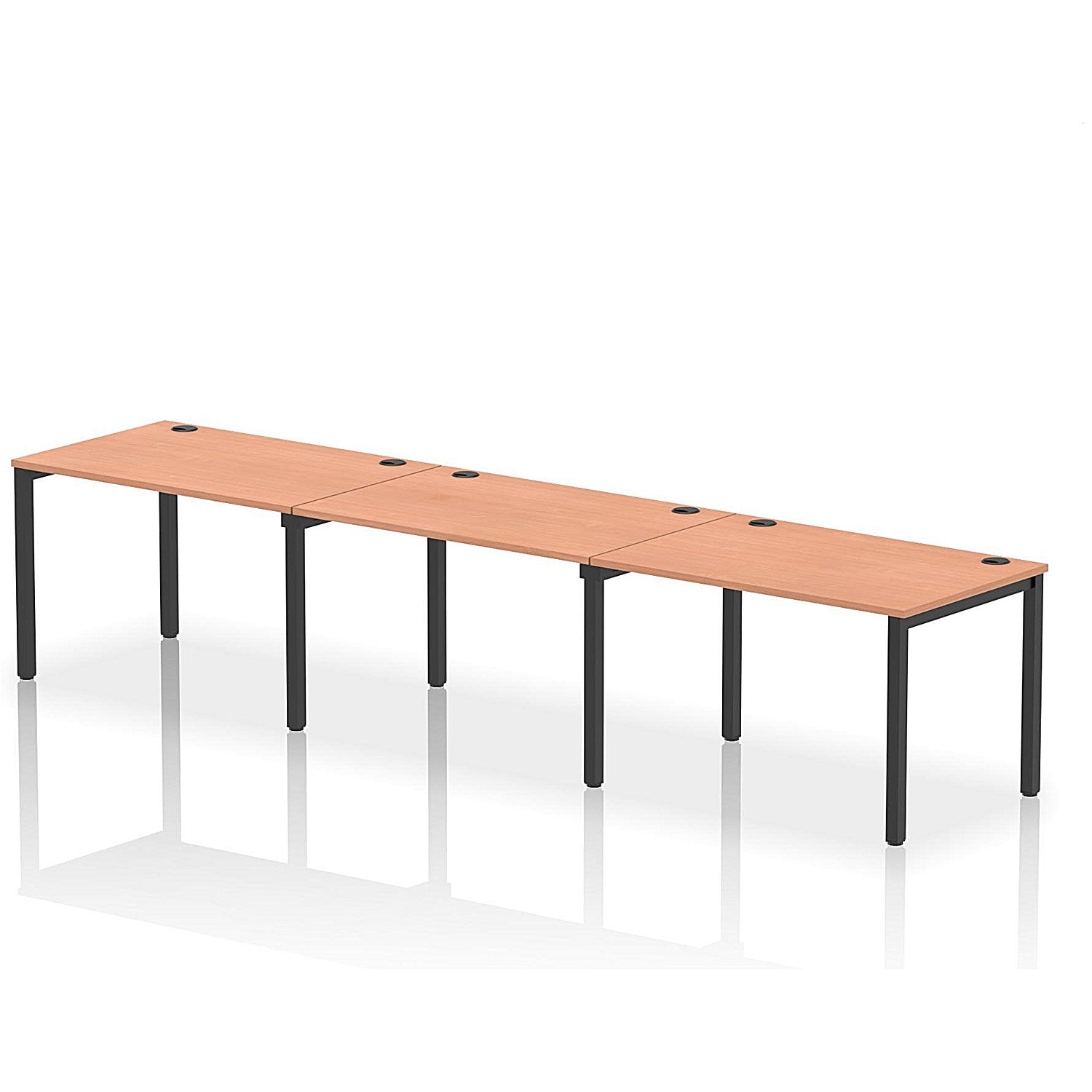Impulse Bench Single Row 3 Person 1200 Black Frame Office Bench Desk Beech Easy2Order : IB00664