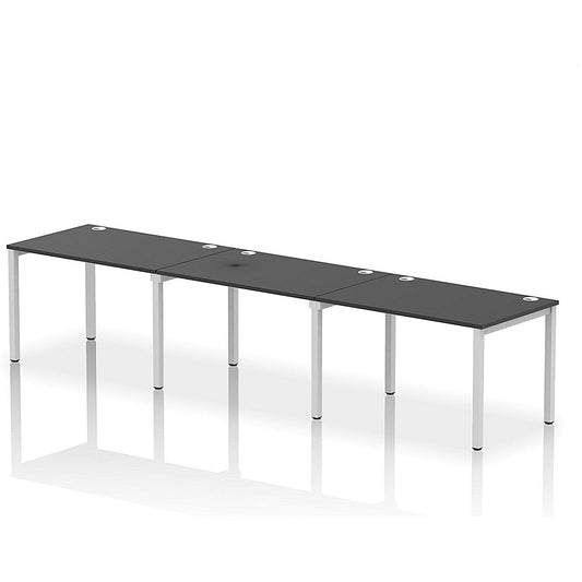 Impulse Bench Single Row 3 Person 1200 Silver Frame Office Bench Desk Black Easy2Order : IB00666
