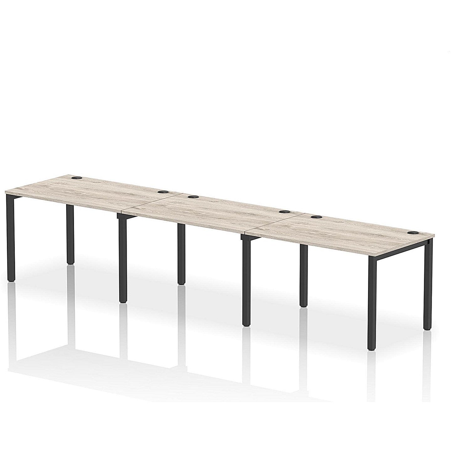 Impulse Bench Single Row 3 Person 1200 Black Frame Office Bench Desk Grey Oak Easy2Order : IB00668