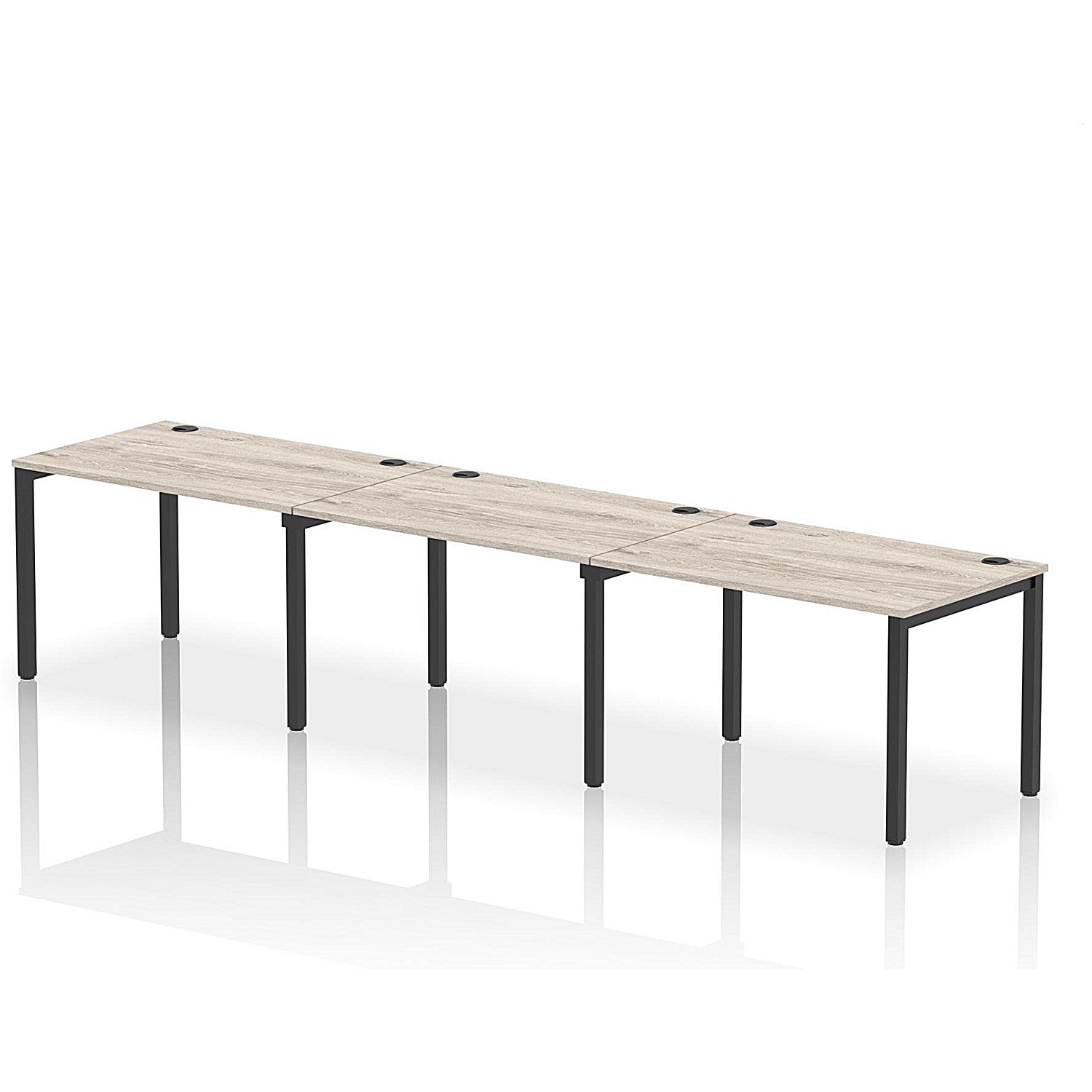 Impulse Bench Single Row 3 Person 1200 Black Frame Office Bench Desk Grey Oak Easy2Order : IB00668