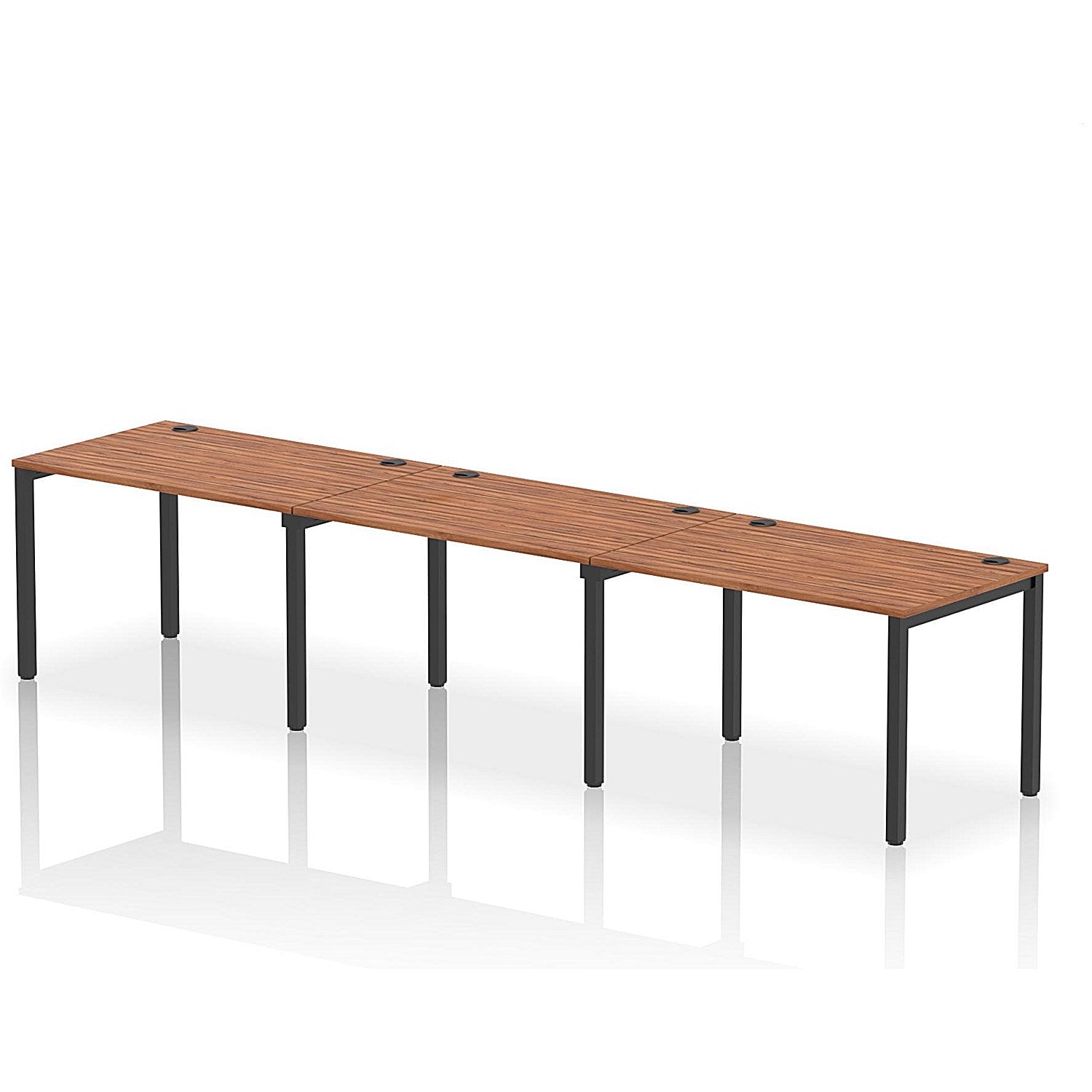 Impulse Bench Single Row 3 Person 1200 Black Frame Office Bench Desk Walnut Easy2Order : IB00672