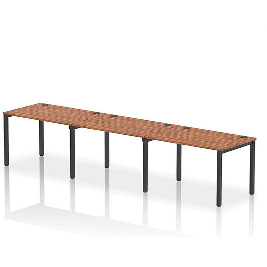 Impulse Bench Single Row 3 Person 1200 Black Frame Office Bench Desk Walnut Easy2Order : IB00672
