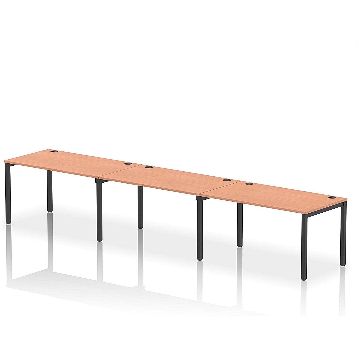 Impulse Bench Single Row 3 Person 1400 Black Frame Office Bench Desk Beech Easy2Order : IB00673