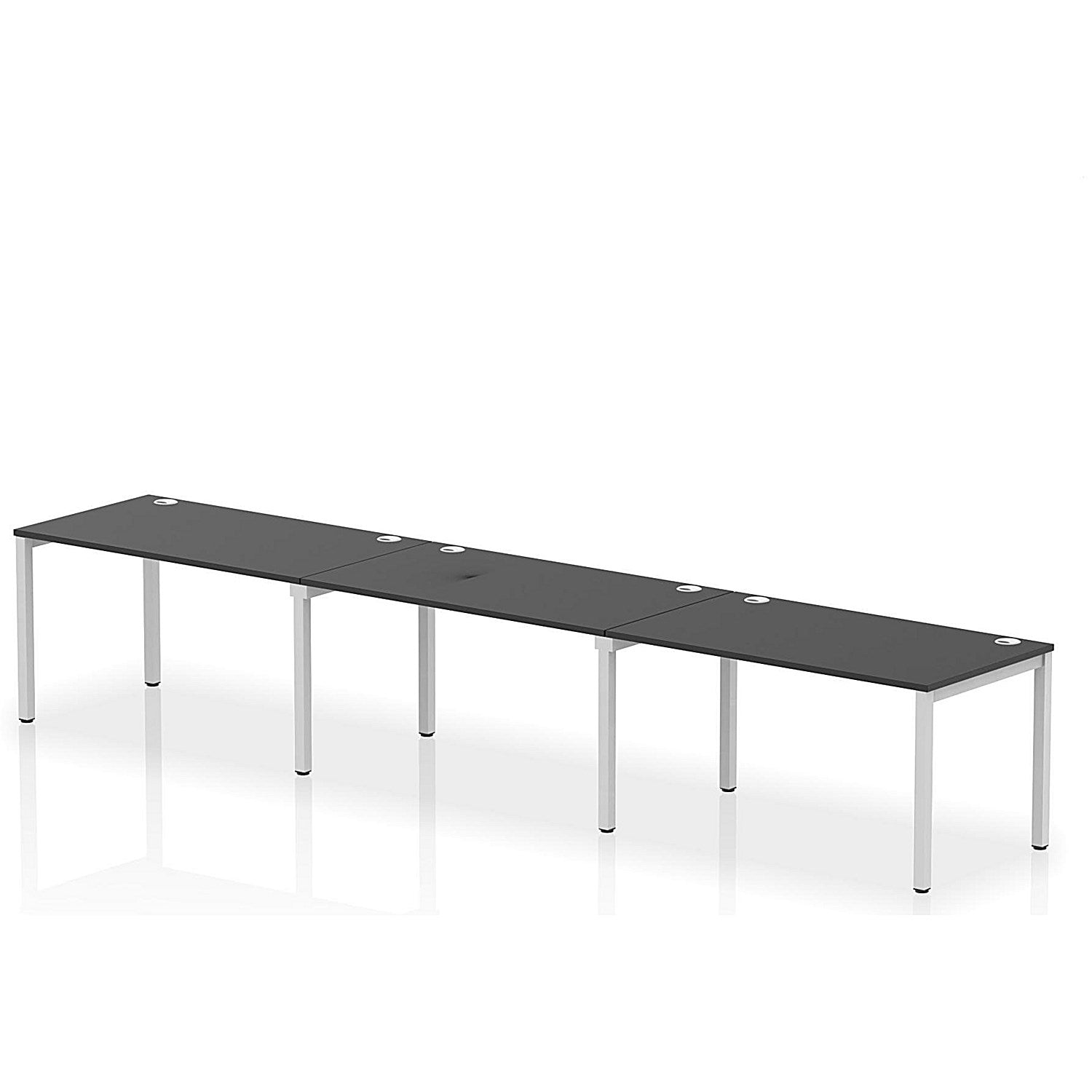 Impulse Bench Single Row 3 Person 1400 Silver Frame Office Bench Desk Black Easy2Order : IB00675