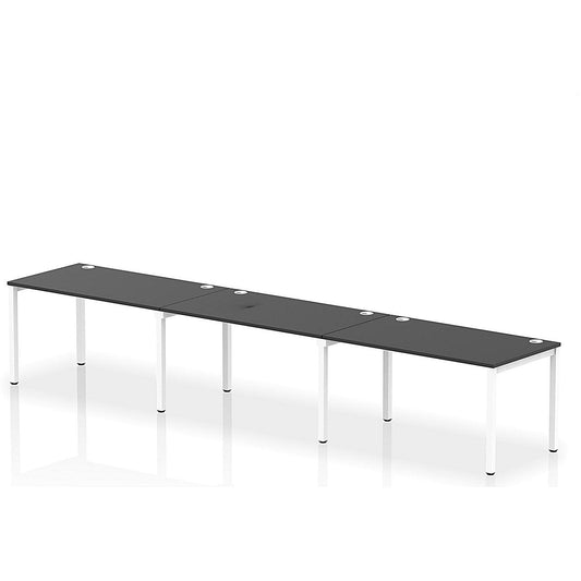 Impulse Bench Single Row 3 Person 1400 White Frame Office Bench Desk Black Easy2Order : IB00676