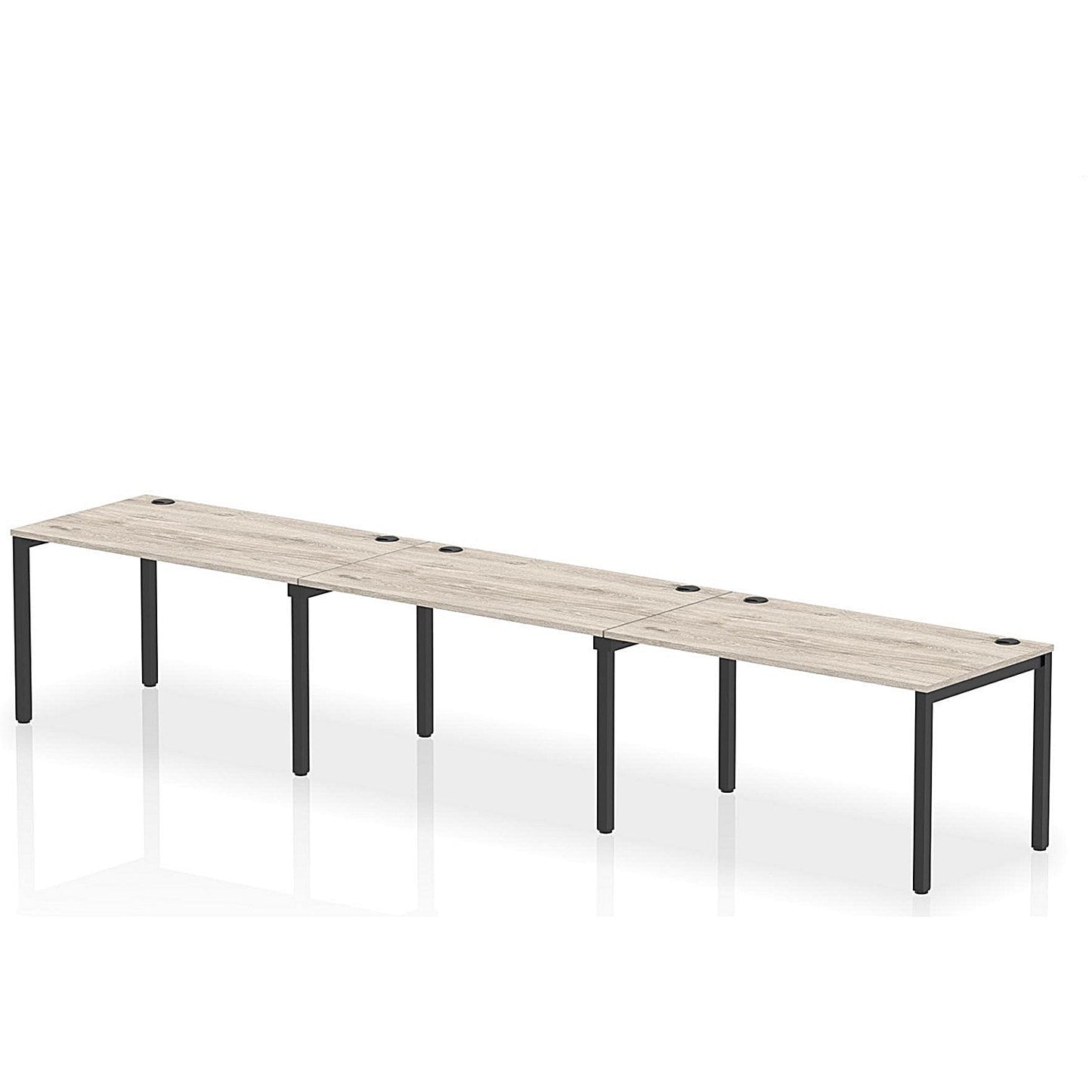 Impulse Bench Single Row 3 Person 1400 Black Frame Office Bench Desk Grey Oak Easy2Order : IB00677