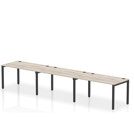 Impulse Bench Single Row 3 Person 1400 Black Frame Office Bench Desk Grey Oak Easy2Order : IB00677