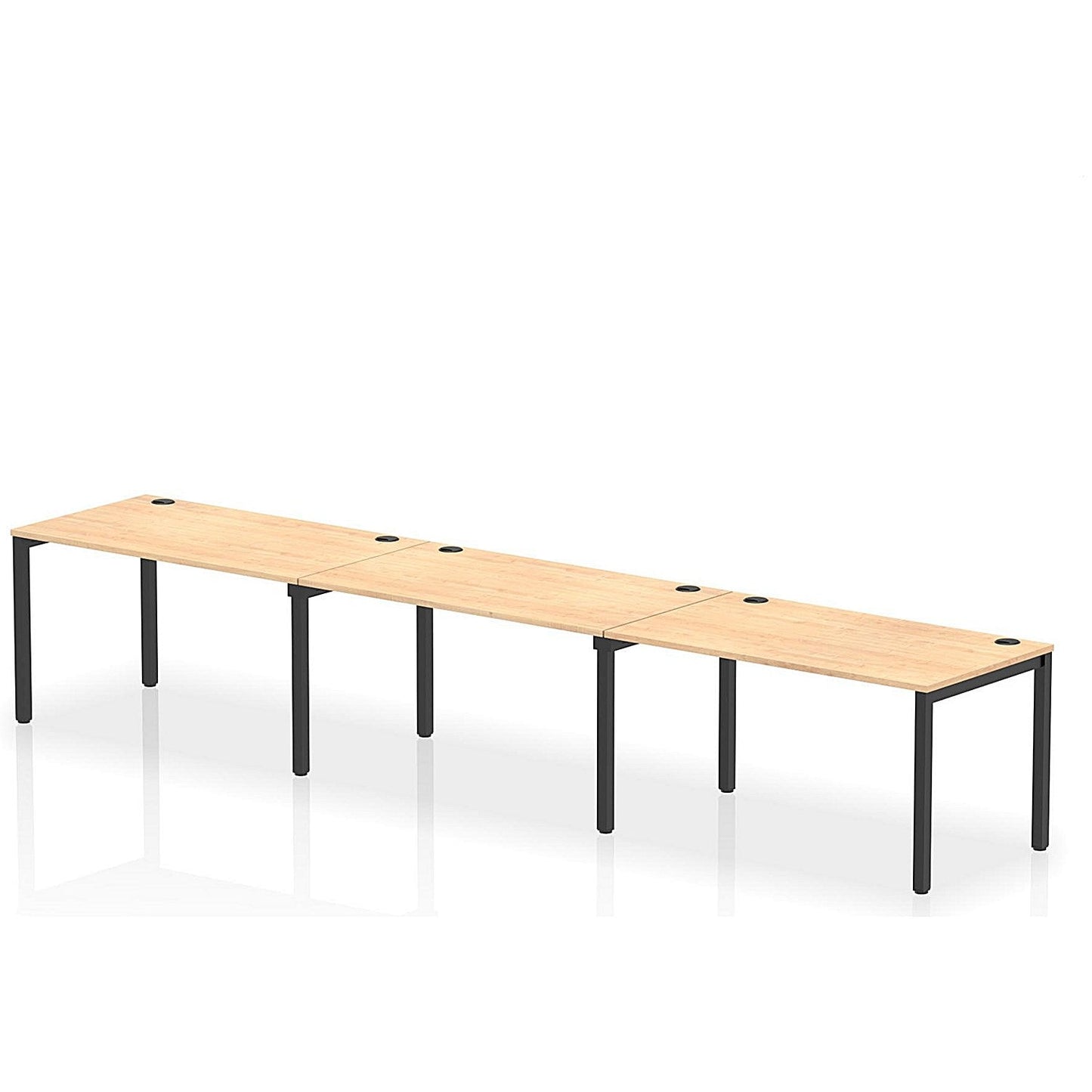 Impulse Bench Single Row 3 Person 1400 Black Frame Office Bench Desk Maple Easy2Order : IB00678