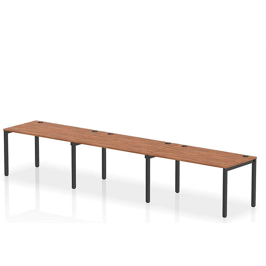Impulse Bench Single Row 3 Person 1400 Black Frame Office Bench Desk Walnut Easy2Order : IB00681