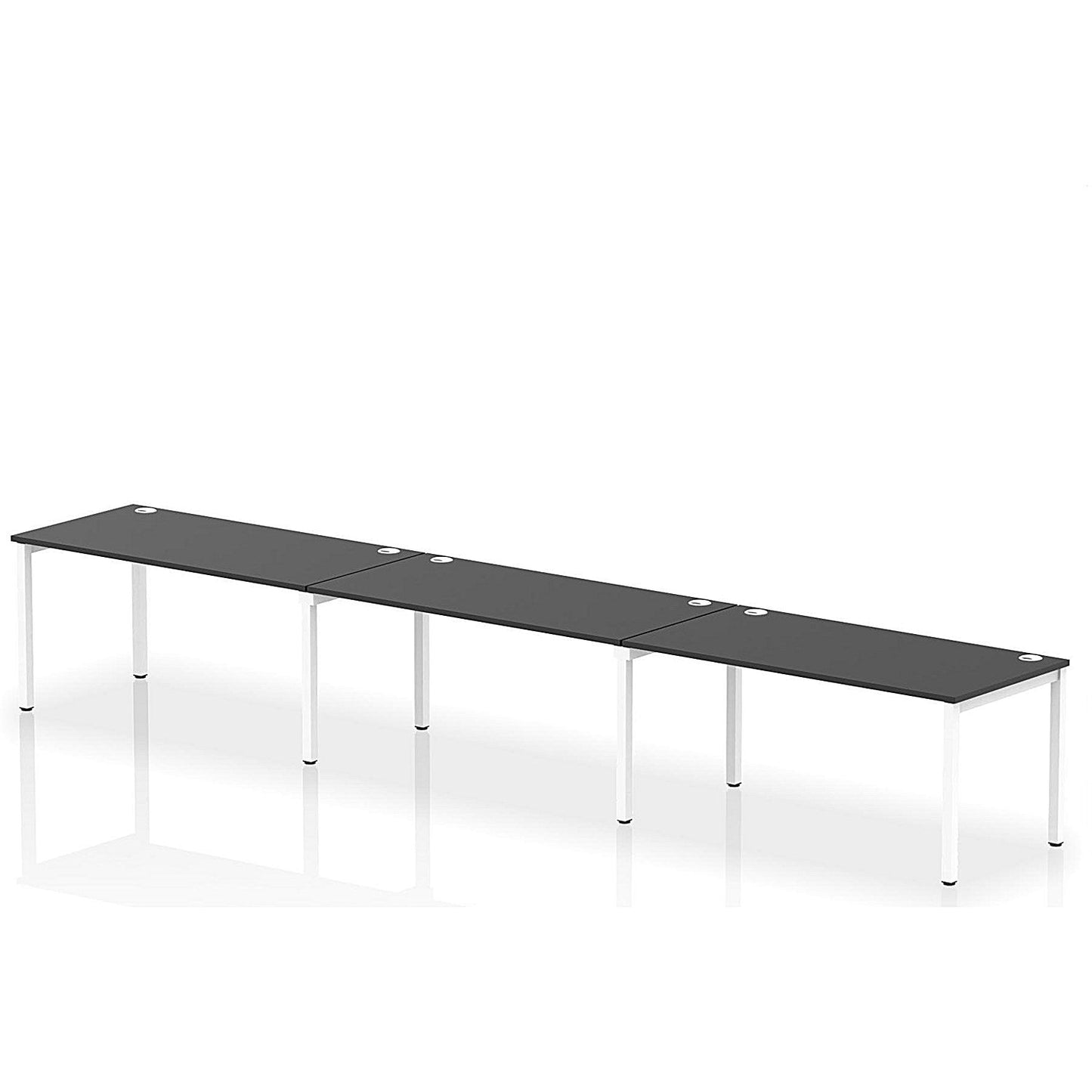 Impulse Bench Single Row 3 Person 1600 White Frame Office Bench Desk Black Easy2Order : IB00685