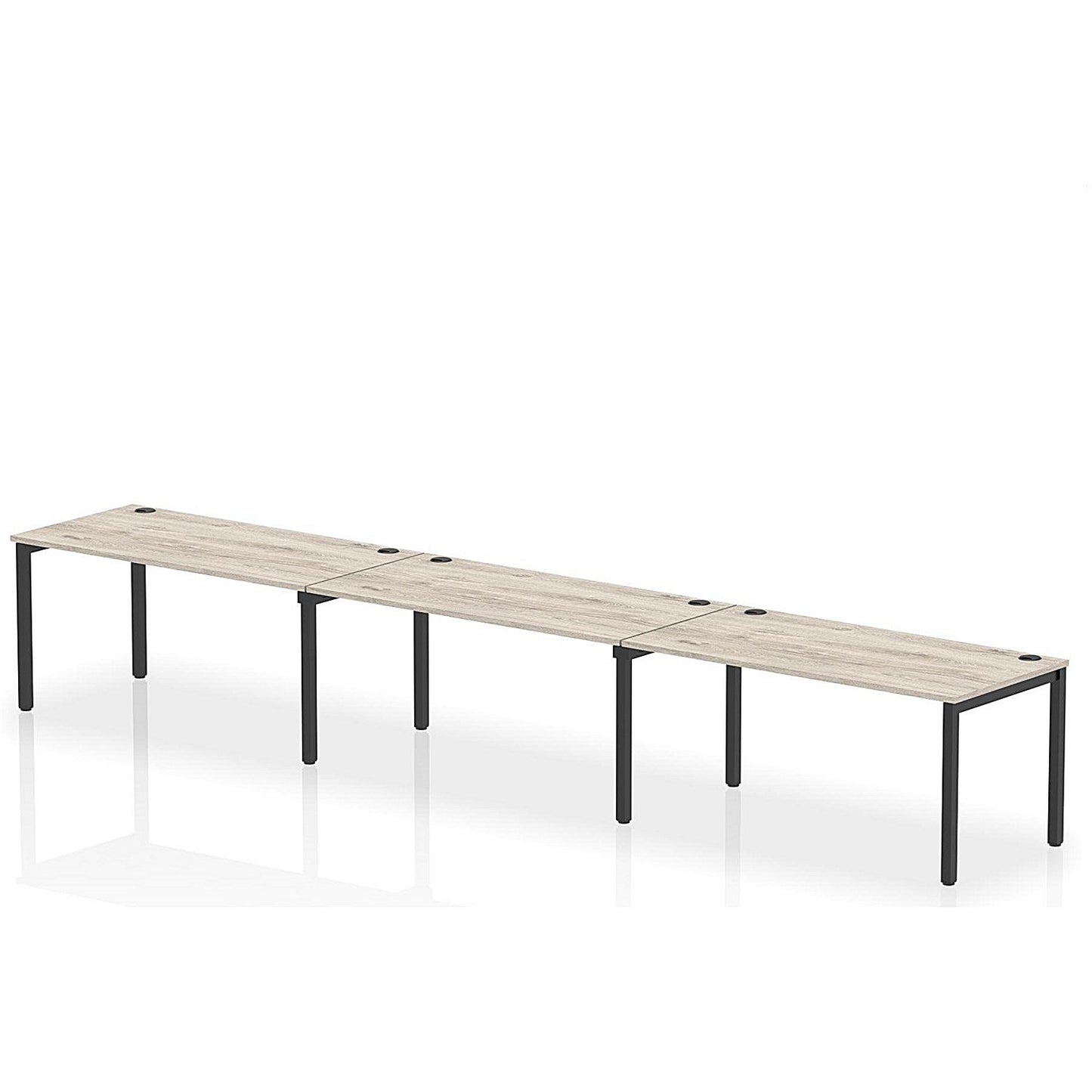 Impulse Bench Single Row 3 Person 1600 Black Frame Office Bench Desk Grey Oak Easy2Order : IB00686