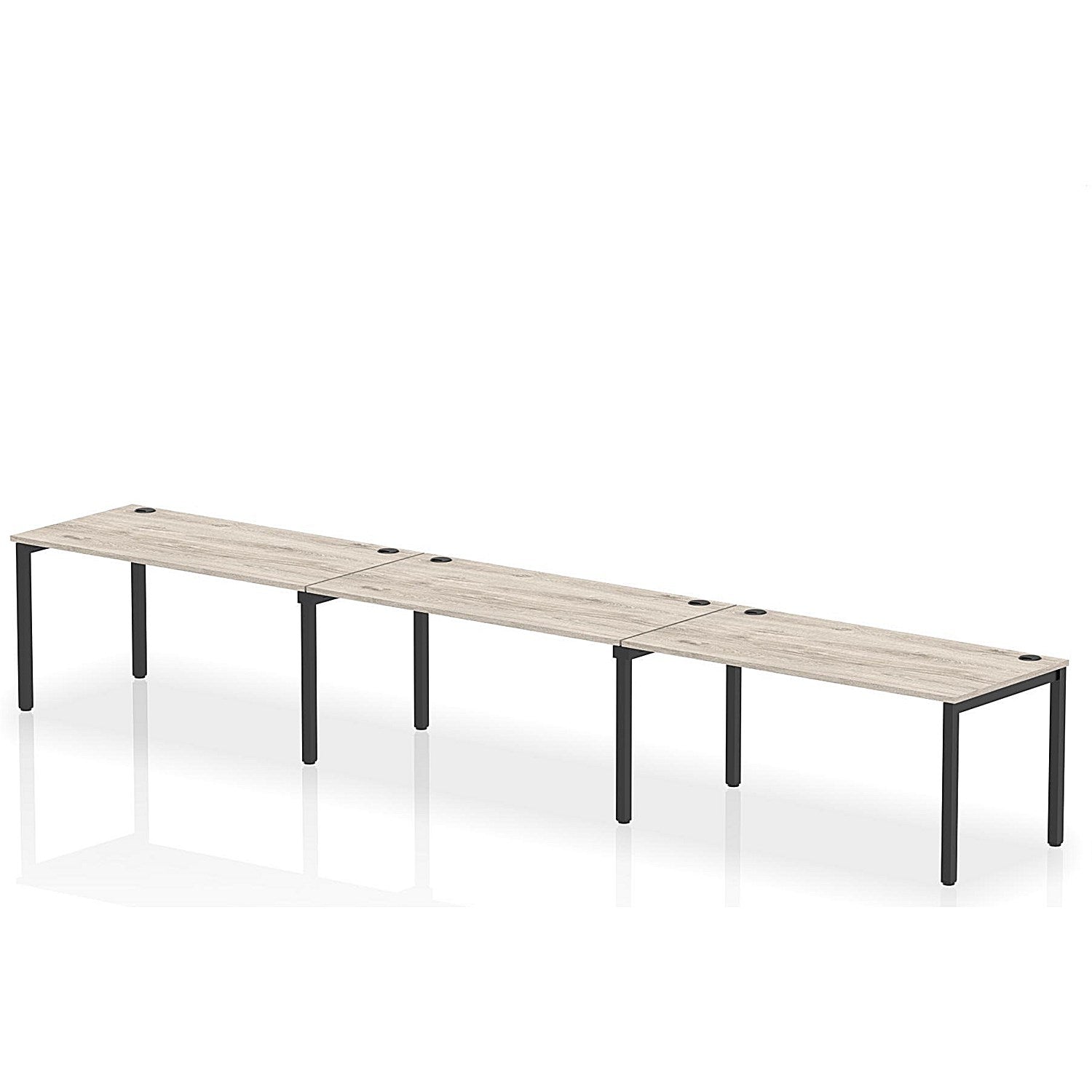 Impulse Bench Single Row 3 Person 1600 Black Frame Office Bench Desk Grey Oak Easy2Order : IB00686