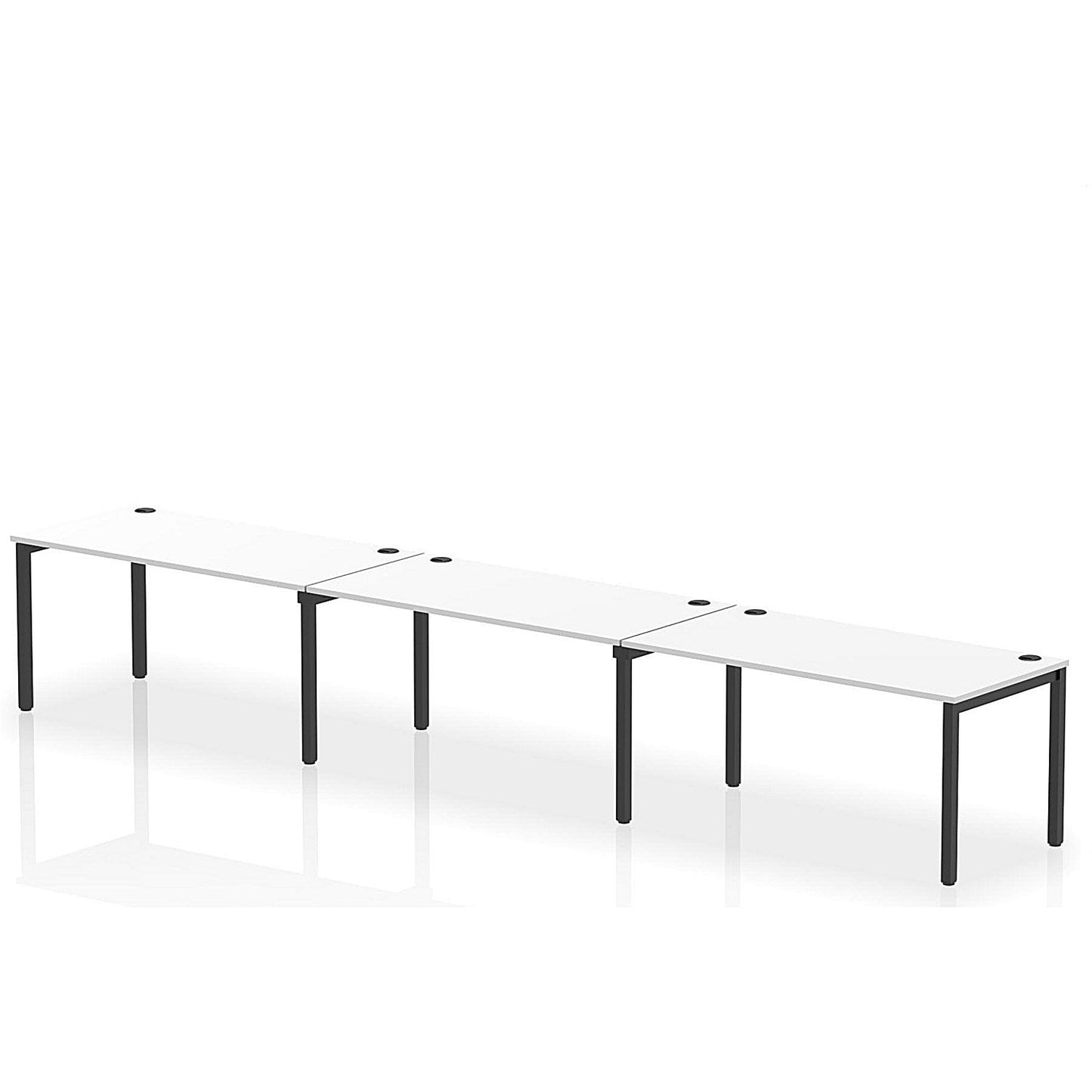 Impulse Bench Single Row 3 Person 1600 Black Frame Office Bench Desk White Easy2Order : IB00689