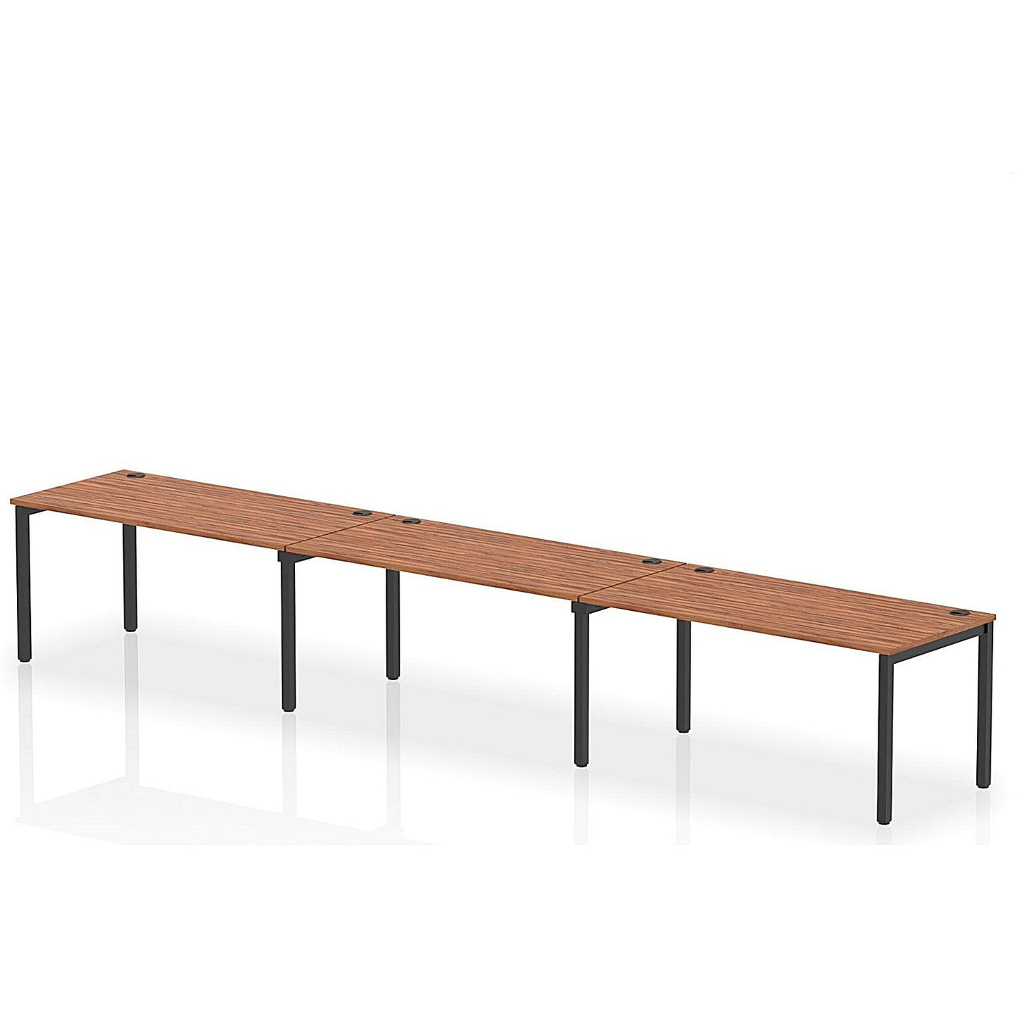 Impulse Bench Single Row 3 Person 1600 Black Frame Office Bench Desk Walnut Easy2Order : IB00690