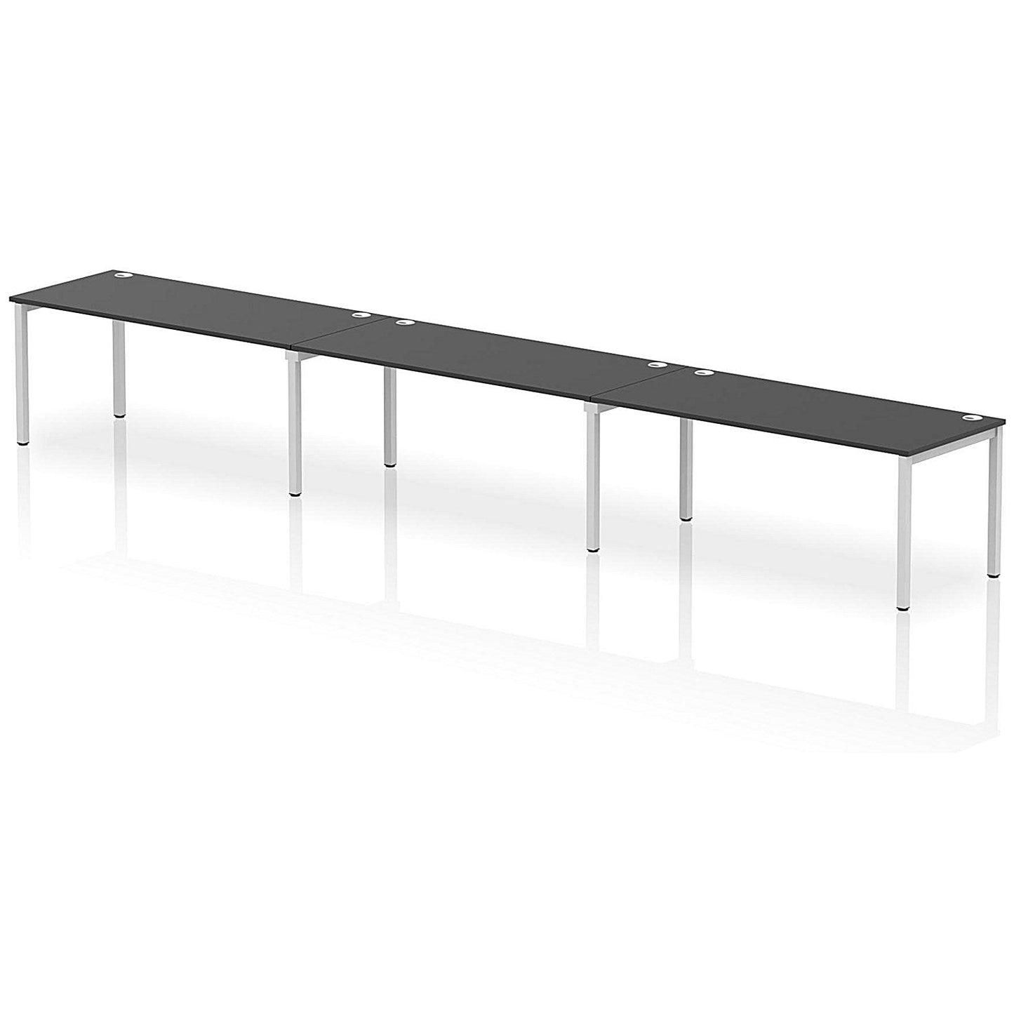Impulse Bench Single Row 3 Person 1800 Silver Frame Office Bench Desk Black Easy2Order : IB00693