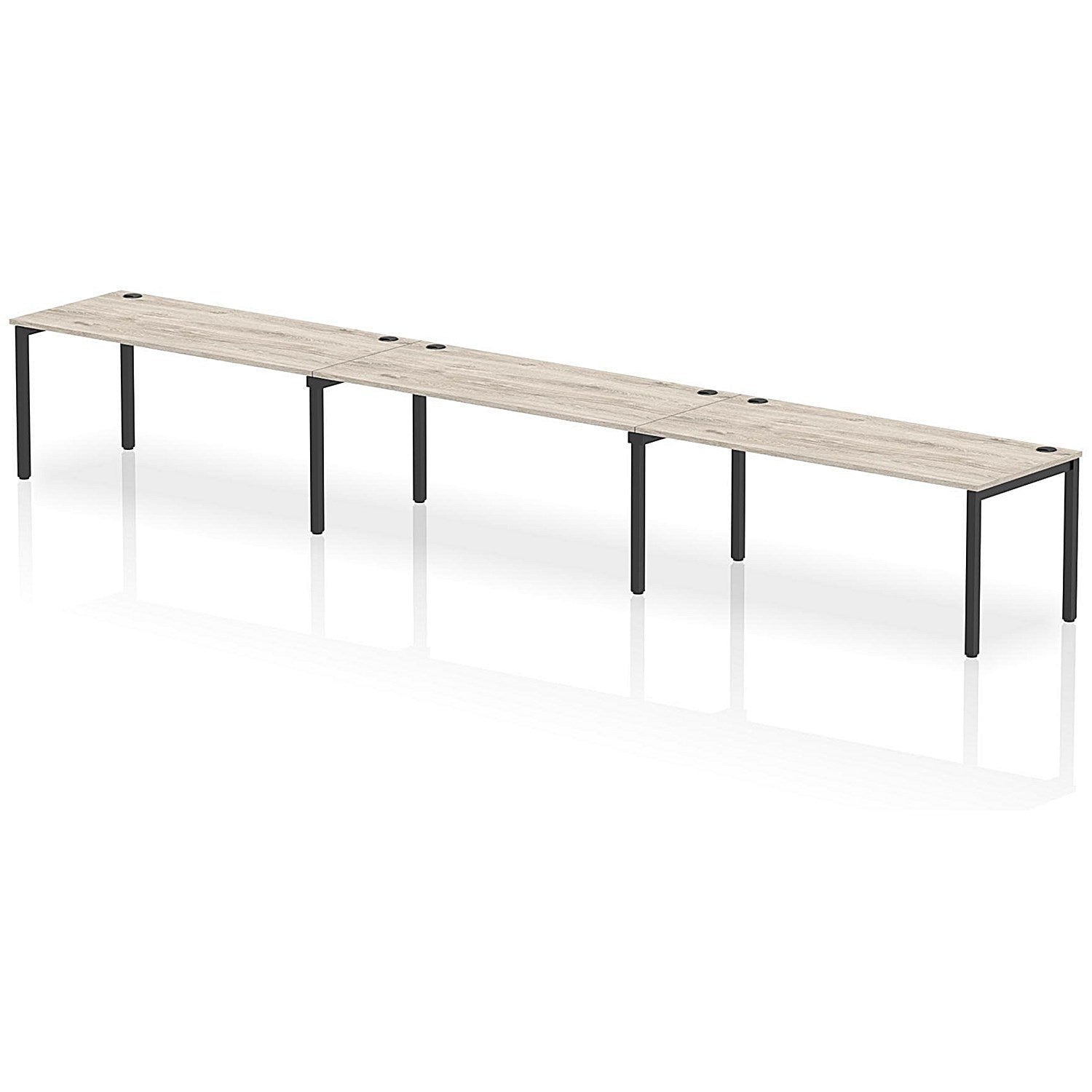 Impulse Bench Single Row 3 Person 1800 Black Frame Office Bench Desk Grey Oak Easy2Order : IB00695