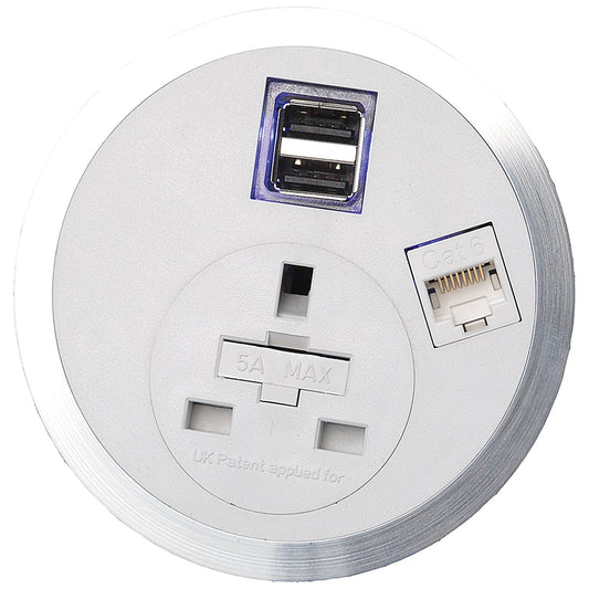 Impulse Port-E, 1 x UK Socket, 1 x Smart Charge, 1 x CAT5E Data Easy2Order : IP000062