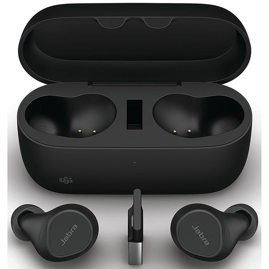 Jabra Evolve2 Wireless Bluetooth Ear Buds, USB-A, UC with Wireless Charging Pad