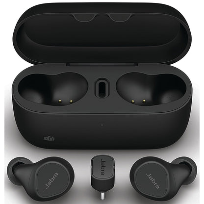 Jabra Evolve2 Wireless Bluetooth Ear Buds, USB-C, MS with Wireless Charging Pad