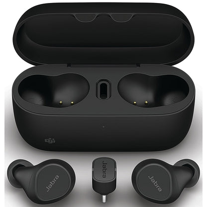 Jabra Evolve2 Wireless Bluetooth Ear Buds, USB-C, UC with Wireless Charging Pad