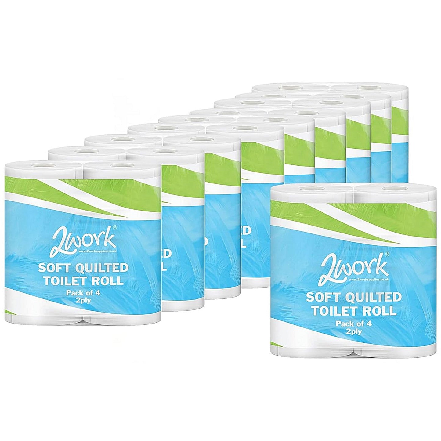 2Work Luxury Quilted Toilet Roll, 2-Ply, Pack of 40