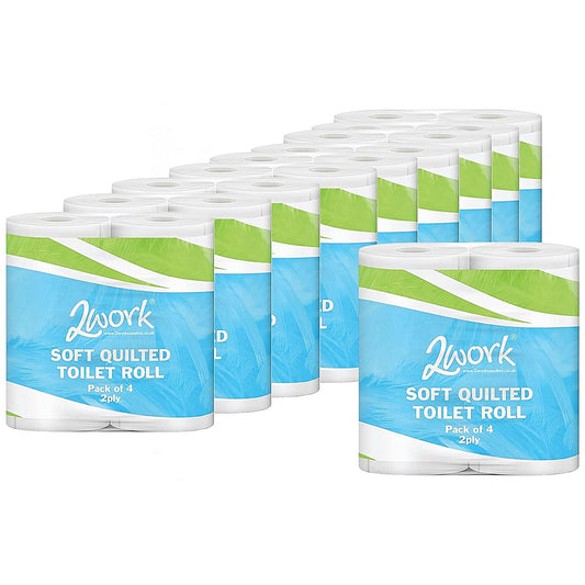2Work Luxury Quilted Toilet Roll, 2-Ply, Pack of 40