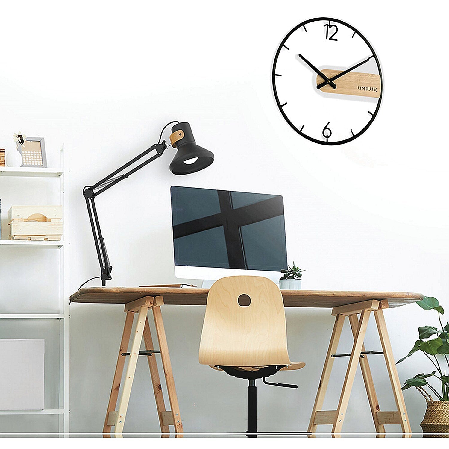 Unilux Circle Wall Clock Black/Bamboo Easy2Order : JD04114