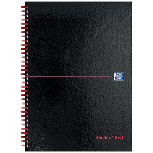 Black n' Red Hardback Wirebound Notebook, A4, Ruled, 140 Pages, Pack of 2