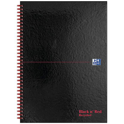 Black n' Red Hardback Wirebound Recycled Notebook, A4, Ruled, 140 Pages, Pack of 2