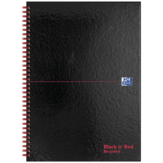 Black n' Red Hardback Wirebound Recycled Notebook, A4, Ruled, 140 Pages, Pack of 2