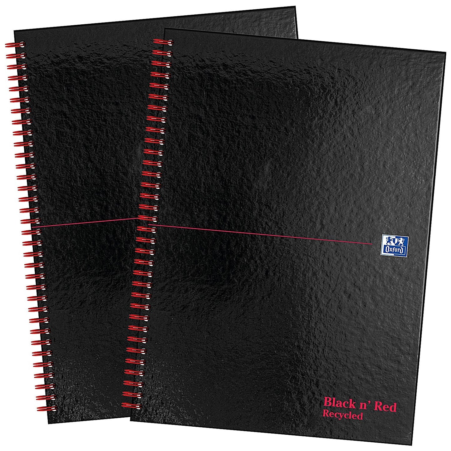 Black n' Red Hardback Wirebound Recycled Notebook, A4, Ruled, 140 Pages, Pack of 2
