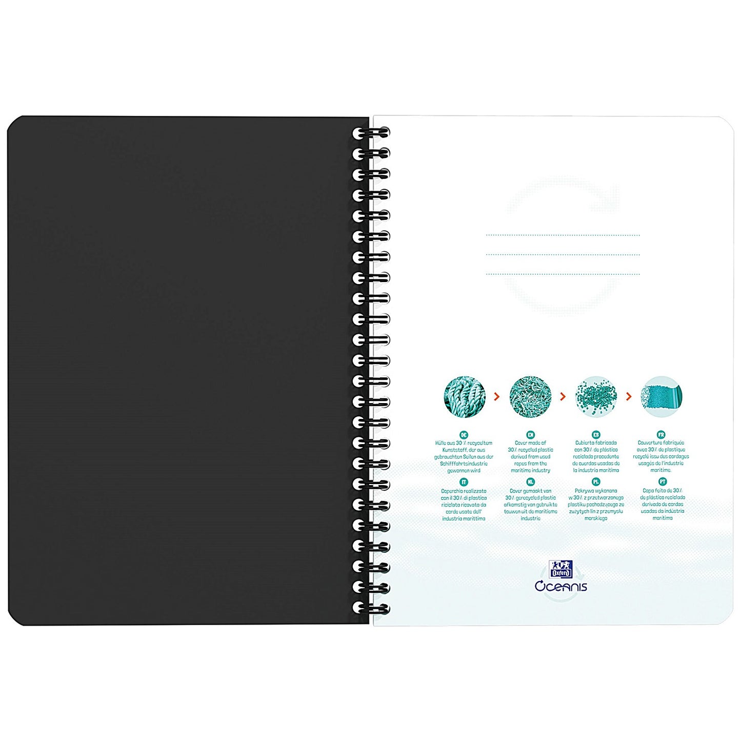 Oxford Oceanis Wirebound Notebook, A5, Ruled, 180 Pages, Assorted, Pack of 5